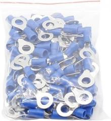 50pcs Electrical Crimp Terminals Red Blue Green Black Yellow, Cable Wire Connector, RV2-6 Ring Terminal(Blue)