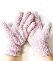 Unisex Microfiber Coral Fleece Knit Gloves - Reusable Cleaning Gloves for Home & Car, Soft Lint-Free (pink)