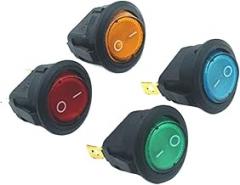 4pcs 220V Red Blue Green Yellow Light ON-Off Round Rocker Switch 6A/250V 10A/125V AC(70A)