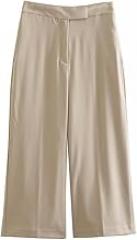 Women' V-Neck Sleeveless Vest High-Waisted Wide-Leg Nine-Point Pants Suit - Khaki - Size(Khaki Casual,013)