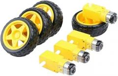 4PCS Dc Electric Motor + Plastic Tt Tire Wheel 3-6V Dual Shaft Gear Magnitic Gearbox for Smart Car New 2025 Arrival High Reliable Electronic Component, Precision, Stable Performance