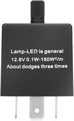 CF13 KT 3-Pin LED Electronic Flasher Relay – Adjustable Flash Rate for Turn Signal Hyper Flash Fix, Universal 12V 0.1-150W Power Range