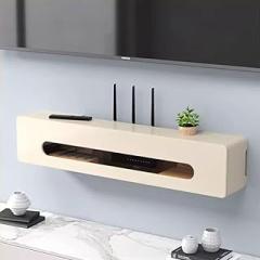 Modern Wall Mounted TV Cabinet Floating Shelves Entertainment Center Audio/Video Hutch Electronics Shelf for TV Components Storage Shelves Wall Socket Shielding Box Media Console Hanging Cabinet