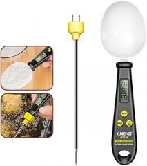 2 in 1 Electronic Kitchen Scale LCD Digital Measuring Food Flour Digital Spoon Scale Mini Kitchen Tool Forfood Thermometer Scale Measuring Tools 500g/0.1g