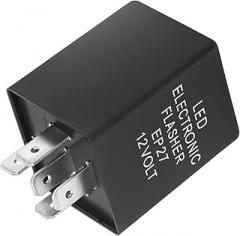 Car Electronic LED Flasher Relay, 12V EP27 5-Pin Vehicle LED Turn Signal Bulbs Blinker Relay, Fix Hyper Flashing Issue Automotive Accessories, Compatible with Aviator Navigator