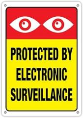 Protected By Electronic Surveillance Sign Metal Sign Decorative Wall Plaque, 12 X 8 inch