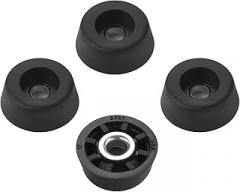 4 Small Round Black Rubber Feet Bumpers w/Metal Insert – .250