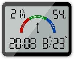 anso Digital Electronic Alarm Clock LCD Large Screen Displays Wall Clock Thermometer Humidity Show (C)