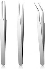 3PCS Precision Tweezers Set, Anti-Static Stainless Steel of Tweezers Set Sliver Industrial Tweezer Model Hobby Making Tools for Electronics Industrial Laboratory Work Model Craft Jewelry Making