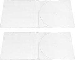 ARTIBETTER 2pcs Acrylic CD Storage Boxes with 5mm Ultra-Thin Frosted Base, Standard DVD Cases Portable Holders for Car Audio Accessories and Vehicle CD Organization