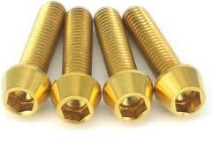 4 PCS M6x25mm Golden GR5 Titanium Cone Head Screw Bolts for Biketrial Hub