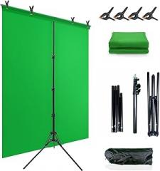 5x6.5ft Portable Green Screen Backdrop Kit with Stand - Includes Carry Bag & Clamps, Foldable Green ScreenBackground for Streaming, Video Recording, Zoom Meetings, Photography
