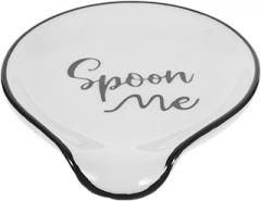 Milisten Ceramic Spoon Rest with Black Rim Kitchen Scoop Holder and Dinner Scoop Tray Smooth Reusable Spoon Rest for Cooking Utensils on Countertop