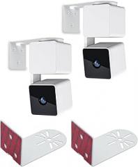 Haoyou Metal Wall Mount Bracket for Wyze Cam Pan V3/V4 Wyze Cam V4/V3 Adhesive No Drill Indoor/Outdoor Installation (2 Pack White)