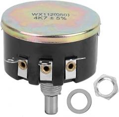 WX112 Single Turn Wire Wound Potentiometer 4.7K Ohm 5W Adjustable Rotary Resistor for Electronic Circuits Voltage Control and Current Regulation