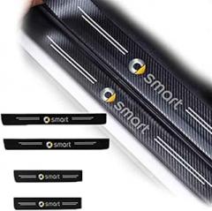 Pack of 4 Car Carbon Fibre Door Sill Protectors for Smart Fortwo Forfour 453 451 450, Car Scuff Plate Door Sill Sticker Automobile Step Plates Cover Threshold Protection