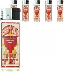 Refillable Electronic Lighter Set of 5 Pieces D-242 Beer Pong You Sink It They Drink It