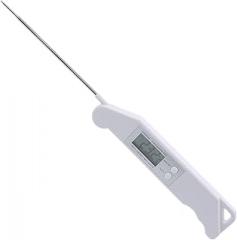 Folding Digital Barbecue Thermometer Kitchen Probe Electronic Meat Thermometer White for Grilling Baking Cooking Food Temperature Measurement