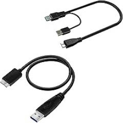 SaiTech IT 1 feet USB 3.0 Dual Power Y Shape Type A to Micro B Cable for External Hard Drives Bundle with USB 3.0 Cable A to Micro B Cable for Portable External Hard Drive Cable 45CM