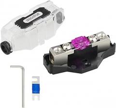 Mini-ANL Fused Distribution Block, 1 X 4 Gauge in / 1 X 4/8/10 Gauge Out Fuse Block with 60A, 100A Fuses for Auto UTV Boat Stereo Amp