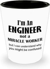 Im an Engineer Shot Glass Shotglass Novelty Drinkware - Funny Gifts Idea for Engineering Engineer Engr Week Civil Chemical Electrical Electronic EC Industrial Mechanical - Not a Miracle Worker