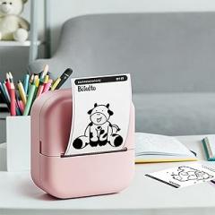 M02L Print Pods Mini Photo Printers with 1 Roll Paper, Thermal Inkless Sticker Printer for Notes, Journal and DIY, Pink