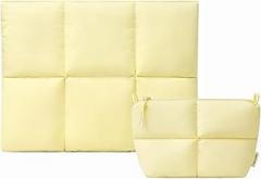 Comfyable Puffy Laptop Sleeve 15 Inch 16 Inch with Electronics Organizer Travel Case, Butter Yellow