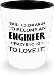 Gifts for Engineering Shot Glass Shotglass Novelty Drinkware - Engineer Engr Week Civil Chemical Electrical Electronic EC Industrial Mechanical Funny Idea - Skilled Enough