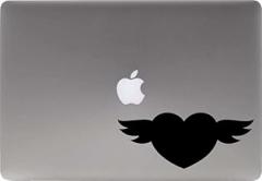Heart Wing Version 1 Vinyl Decal Sticker for Computer MacBook Laptop Ipad Electronics Home Window Custom Walls Cars Trucks Motorcycle Automobile and More (Black)