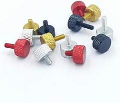 Knurled Thumb Screws，Thumb Screws， 10pcs Thumb Screw M3X5/6/8/10/12 Knurled Flat Head Colourful Aluminum Hand Tighten Computer Case DIY Hard Disk Graphics Card(Black,5MM-M3)