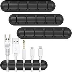 3-Pack Multi-Slot Cable Organizer – Black Adhesive Cord Holders and Wire Organizer Clips for Desk, Bedside, and Office – Neat Cable Management for Charging Cords and Electronics