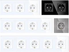 EU Standard Single Wall Socket Glass Sockets Triple Power Sockets Electrical Outlet for Home Office Bedroom 16A Replacement for OEM New 2026 High for Reliable Electronic Component