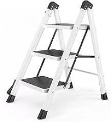 2/3/4/5 Step Ladder, Aluminum Folding Step Stool with Convenient Retractable Handgrip, Lightweight Step Ladder with Anti-Slip Sturdy Pedal for Home, Kitchen and Office,330 Lbs Capacity (Color : Gold