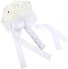 Milisten Bridal Bouquet Artificial Flowers Wedding Handheld Simulation Flower Ball White Foam Wedding Decoration Supply for Bride Ceremony