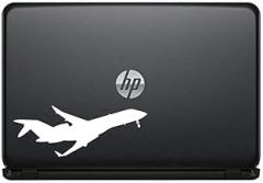 Airplane Silhouette Version 2 Vinyl Decal Sticker for Computer MacBook Laptop Ipad Electronics Home Window Custom Walls Cars Trucks Motorcycle Automobile and More (White)