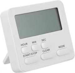 Silent Digital Kitchen Timer Multi-Function Electronic Countdown Clock with Magnetic Back and Loud Alarm for Cooking Homework Exercise and Classroom Use White Abs Design