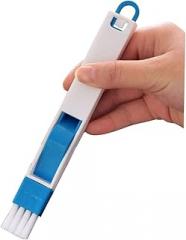 Keyboard Brush with Dustpan Multipurpose Window Door Track and Groove Cleaning Tool for Corners Edges and Electronics Blue