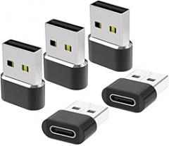 USB C to USB Adaptor 5 Pack,USB to USB C Adapter,Type C Male to A Female Charger Converter Kit Connectors for Laptops, Phones, Tablets, Computers, Electronics