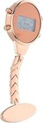 OUNONA Electronic Digital Hanging Watch with LCD Display Alloy Case Alarm Stopwatch Calendar Easy Read Timepiece for Medical Professionals Rose Gold Pocket Clip Design
