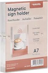 Luxe Magnetic Sign Holder A7, Portrait or Landscape, Acrylic, 2x10mm, Menu&Leaflet Display Holder for Restaurants, Hotels, Conference & Reception, Free Standing&Double Sided, Transparent