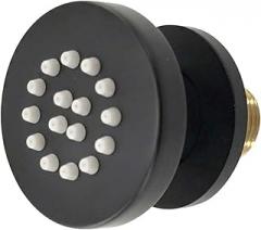 Shower Sprayer Jet Set Spa Massage Side Flow Mini 50mm 2 Inch Square Round Shower Chrome/Black/Gold/Grey Bathroom System(Round Black,1 pc)