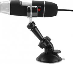 Portable USB Digital Microscope Handheld Electronic Magnifier with Adjustable LED Light and Black Sucker Bracket for Detailed Inspection and Photo Video Capture