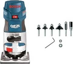 BOSCH Colt 1-Horsepower 5.6 Amp Electronic Variable-Speed Palm Router PR20EVS & 6 pc. Carbide-Tipped Trim and Edging Router Bit Set
