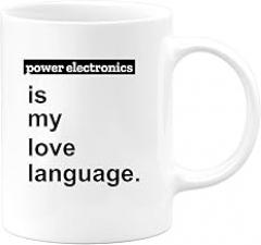 Café-Croissant - Personalized Custom Coffee Mug Power Electronics Is My Love Language - Music Lovers present for Musicians, DJs, Sound Engineers, Birthdays & Housewarming Parties