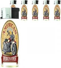 Refillable Electronic Lighter Set of 5 Pieces D-251 American Biker America's Finest