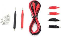 6 in 1 Multifunction Digital Multimeter, Test Probe, Pen Cable, Alligator Clips Set, High Precision Gold Plated Tips for Electronic Testing, Red and
