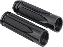 LeosHi Motorcycle Hand Grips 1'' Soft Touch Comfort Handle Grip CNC Compatible with Electronic Throttle Handle Bar Grip (Color : All Black)