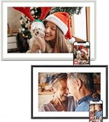 Frameo Digital Picture Frame 2 Pack, 1pc 10.1inch 1280 * 800 Digital Photo Frame 32GB Memory, 1pc 15.6 Inch Photo Frame Electronic 32GB Memory, 1920 * 1080 Touch Screen, Auto-Rotate, Share Photo Video