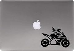 Woman Rider Bike Vinyl Decal Sticker for Computer MacBook Laptop Ipad Electronics Home Window Custom Walls Cars Trucks Motorcycle Automobile and More (Black)