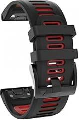 OVERSTEP Compatible with Garmin Fenix 6 Watch Band, 22mm Quick-Fit Replacement Strap for Fenix 6 Pro/Fenix 5, 5 Plus/Fenix 7/Forerunner 935, 945/Approach S60/Quatix 5 Smartwatch(Black-Red)